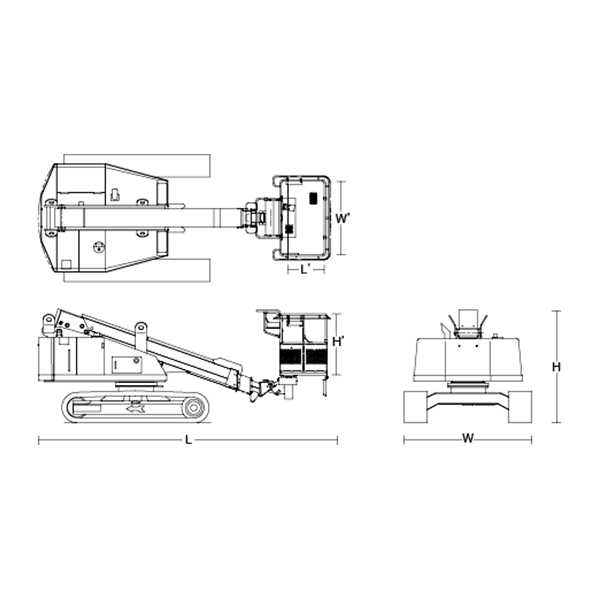自走式クローラ ブーム型 寸法図