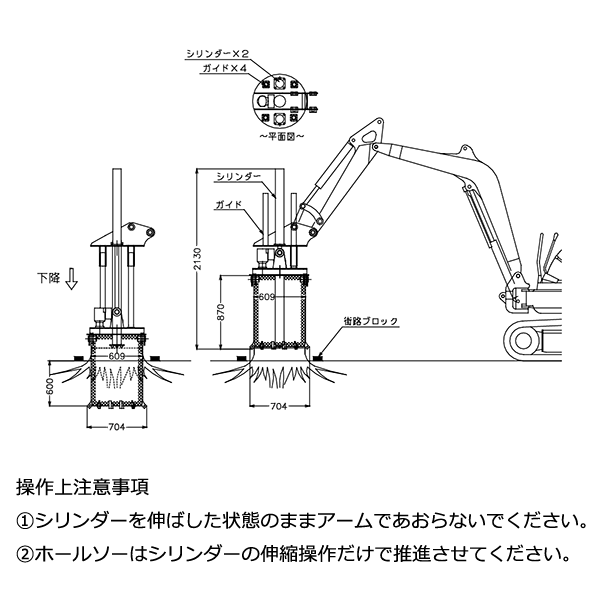 根こそぎ切るソー　寸法図