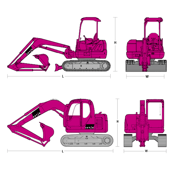 バックホー後方小旋回 寸法図