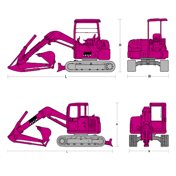 バックホー小旋回 寸法図