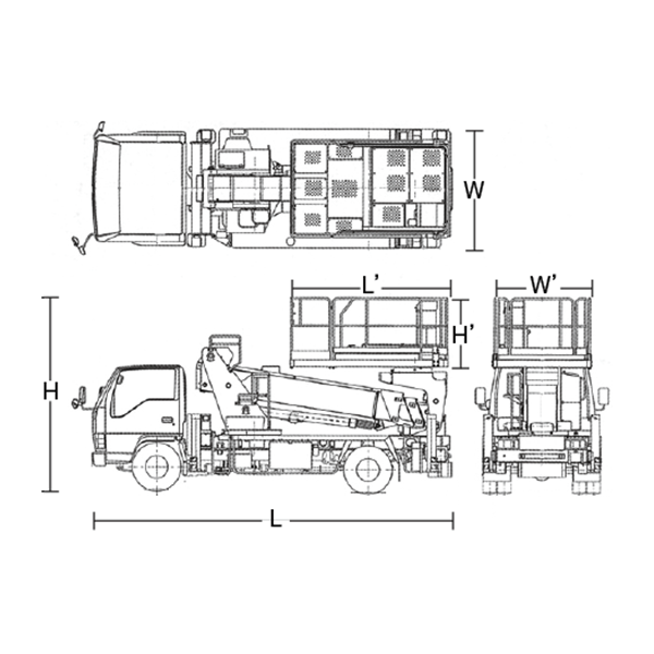 トラック式 スーパーデッキ　寸法図（後方格納タイプ）