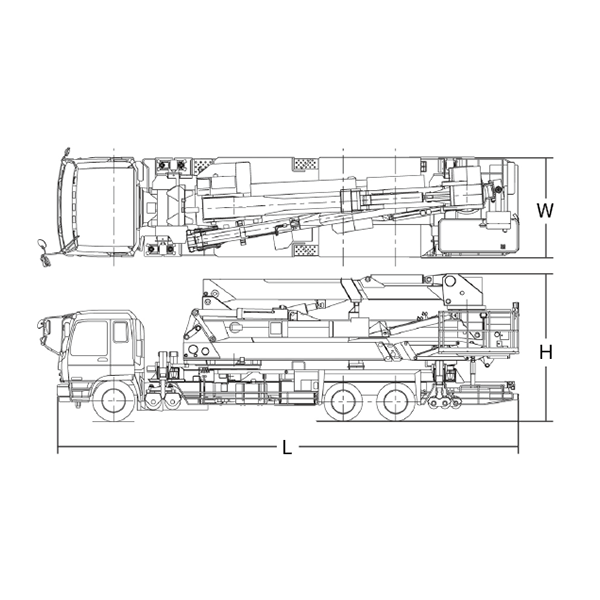 大型橋梁点検車　寸法図