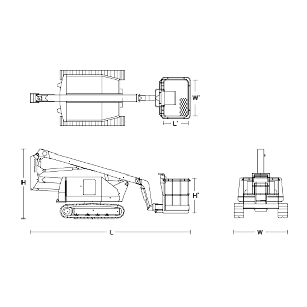 自走式クローラ 屈伸型／ブーム型　寸法図（屈伸型）