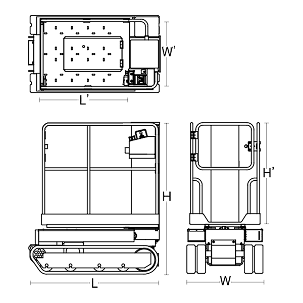 自走式ポスト型クローラ 寸法図