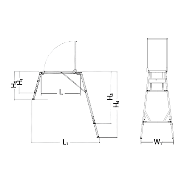階段用可搬式作業台 寸法図