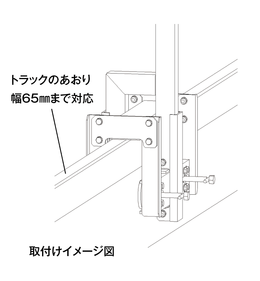 トラック支柱 あおり用　取り付けイメージ図